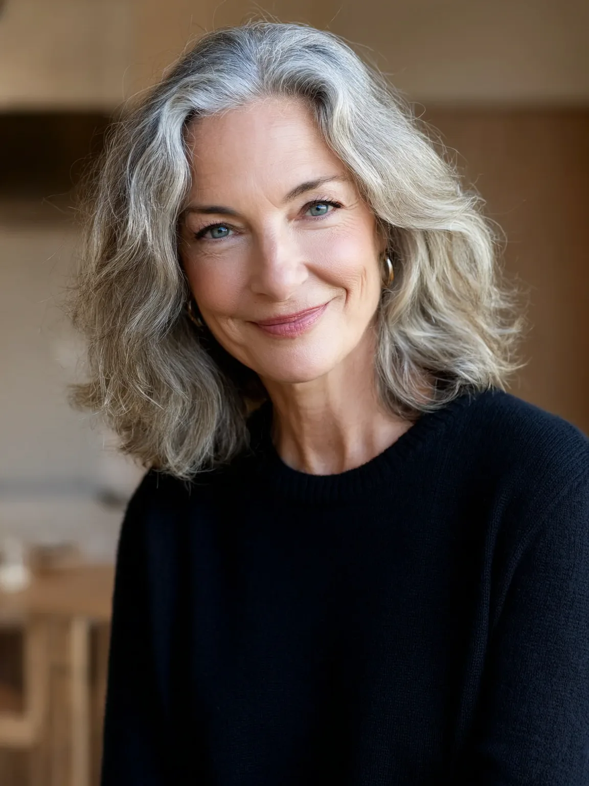 Shoulder-Length Wavy Silver Frost Soft Layers